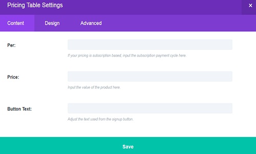 div pricing tables module example