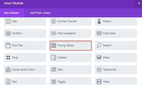 div pricing tables module