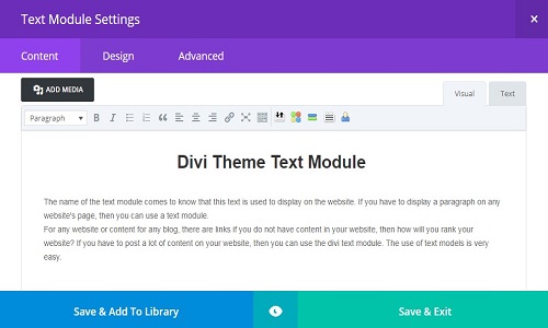 divi text module content setting