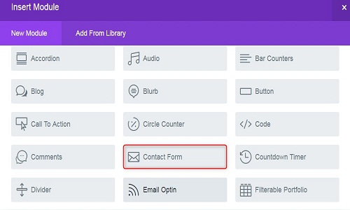 Divi theme contact form module