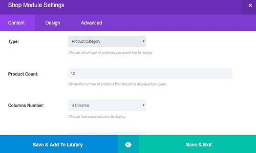 divi theme shop module example