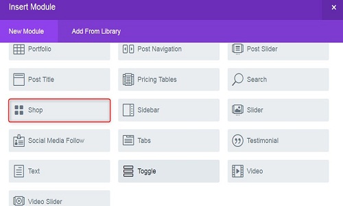 divi theme shop module