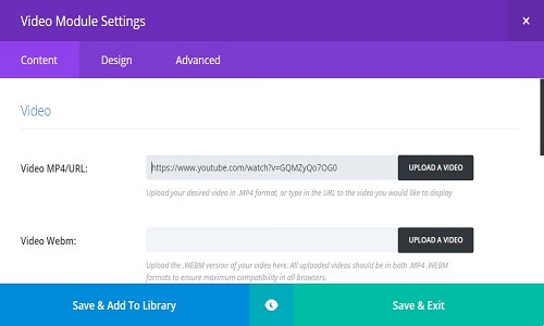 divi theme video module youtube video link