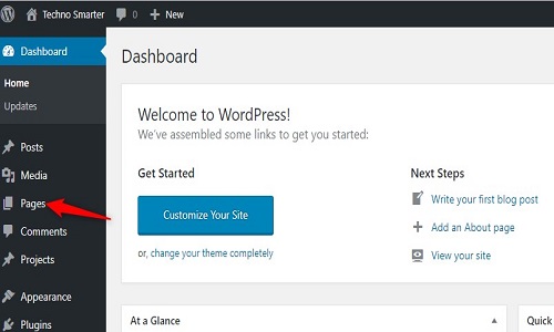 Wordpress website mein page banaye