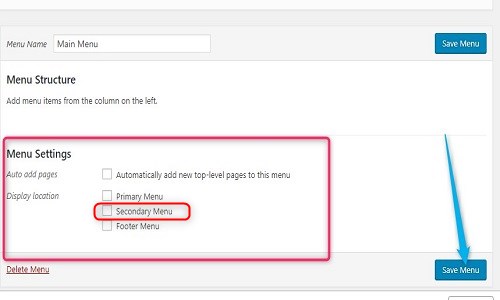 create secondary menu 