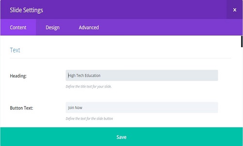 manage divi slider module setting
